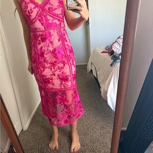 Lulu's Pink Lace Trim Dress